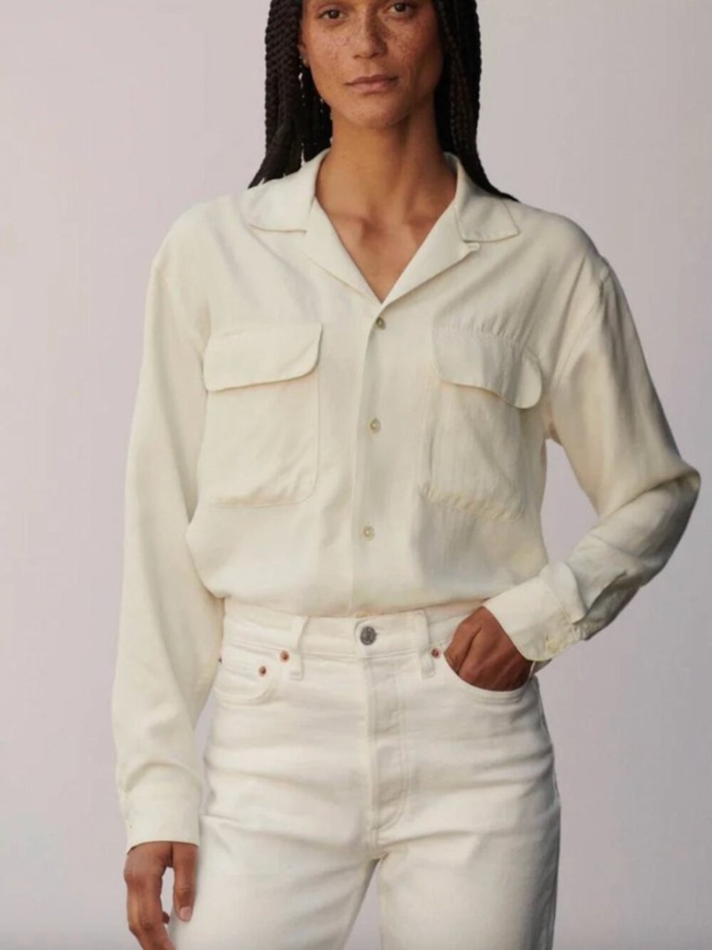 Buck Mason Silken Twill Studio Shirt White Medium